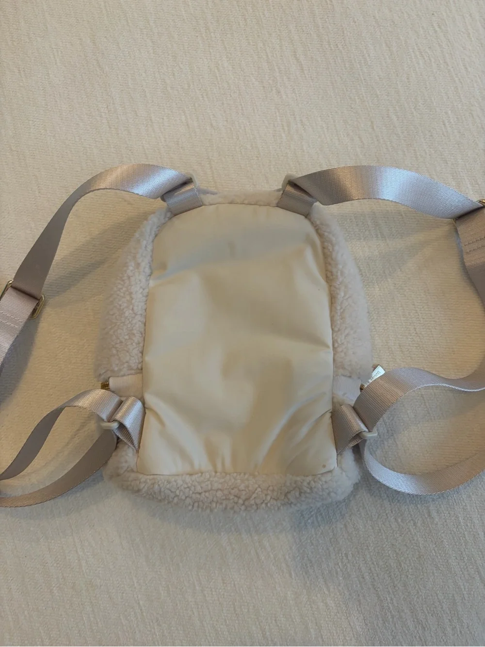 lululemon athletica Cream Sherpa Mini Backpack with Gold Hardware